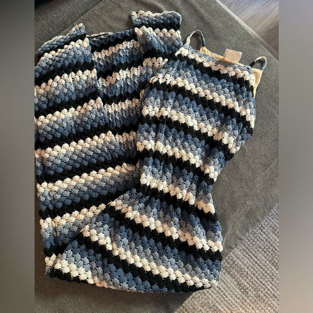 Gorgeous vintage blue and white crochet dress